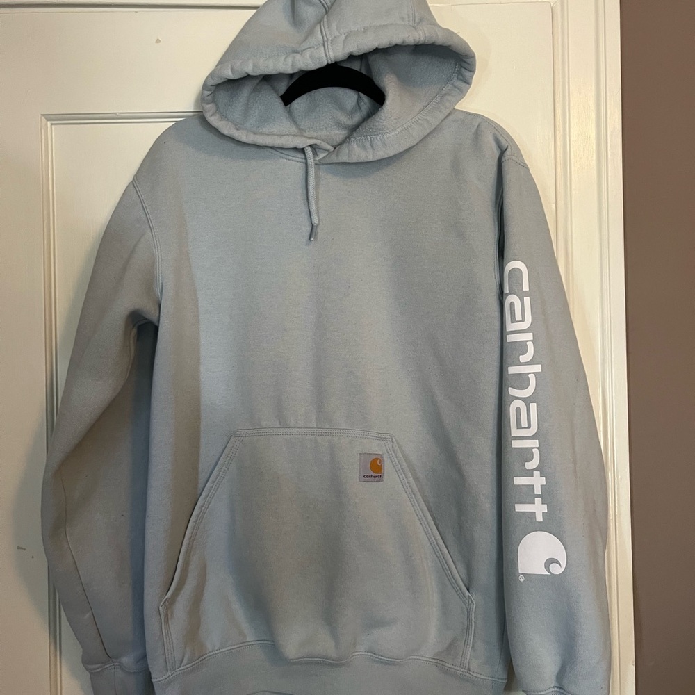 Carhartt Men's Light Gray Hoodie with White Logo